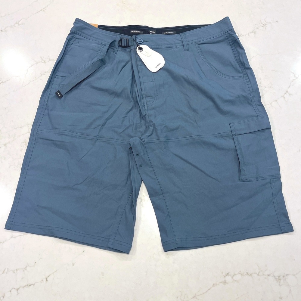 Prana NEW Mens 42 x 12" Stretch Zion Short II Grey Blue Hiking Outdoor Gorpcore